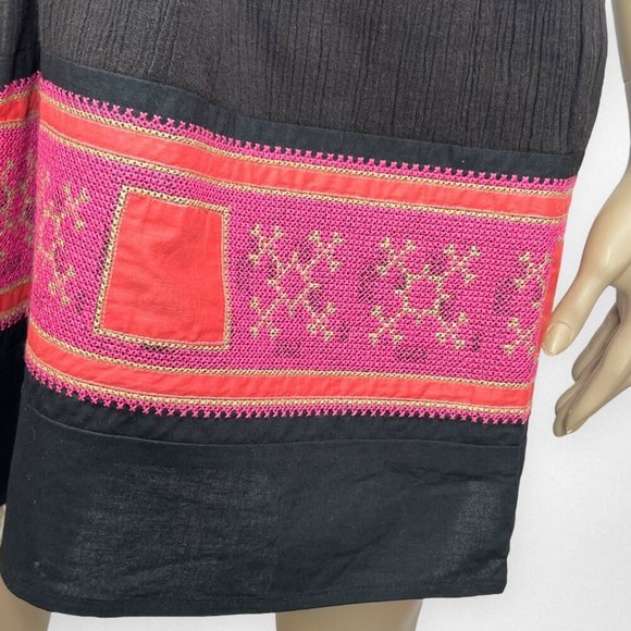 FREE PEOPLE Small Embroidered Black Sleeveless Dress Boho - Picture 5 of 9